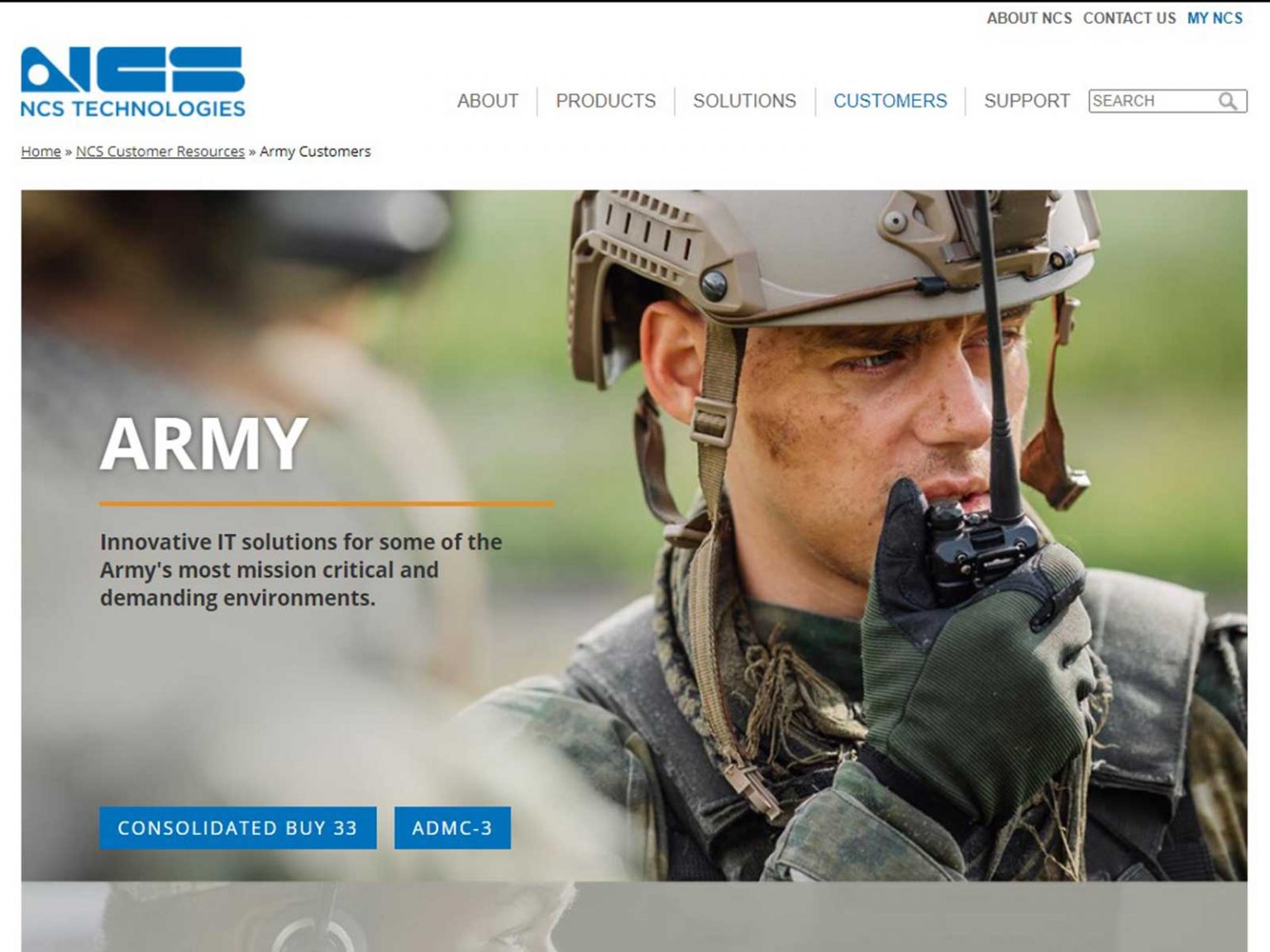 page for Army customers